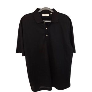 Turnbury Mens Textured Striped Short Sleeve Coolmax Polo Shirt Black Large